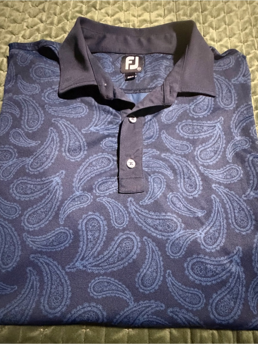 FootJoy blue black paisley short sleeve golf polo shirt size 2XL Payne’s Valley